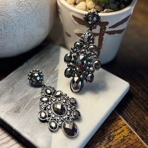 Elegant Black and Silver Statement Earrings